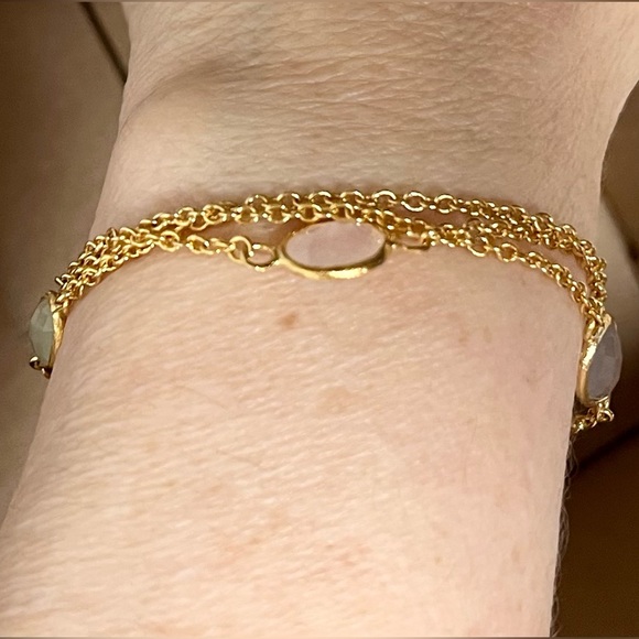 Gold tone chain gemstone bracelet Sz’s 6 1/2 -7 3/4 - Picture 3 of 10